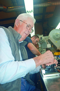Charles Bowers at his station on the assembly line at BTL Industries in Greeneville. Photo by Scott Robertson